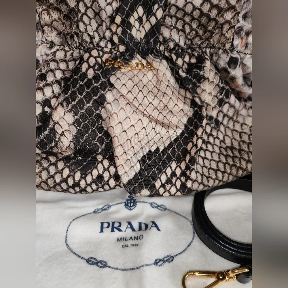 PRADA Python Print Nylon Crossbody Handbag - Picture 2 of 16